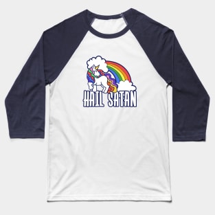 Hail Satan Rainbow Unicorn Baseball T-Shirt